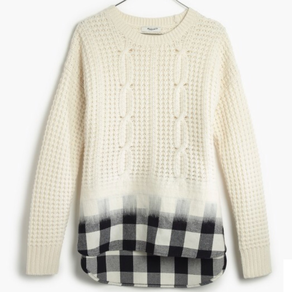 MADEWELL Plaid Wintermix Cable Sweater